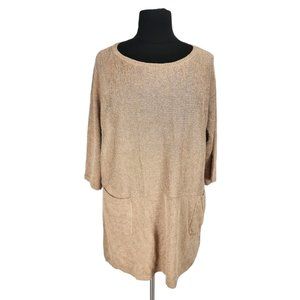 Soft Surrounding Womens Knee Length Shirt Sweater Dress One Size Beige  67A